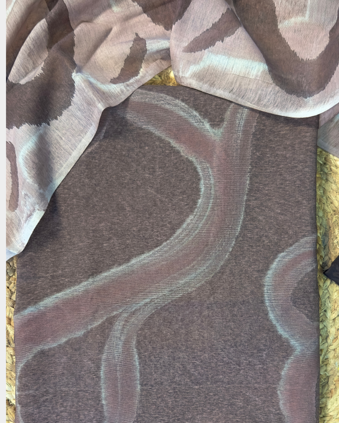Kavira – Coffee Brown Chanderi Marble Print Unstitched Suit Set