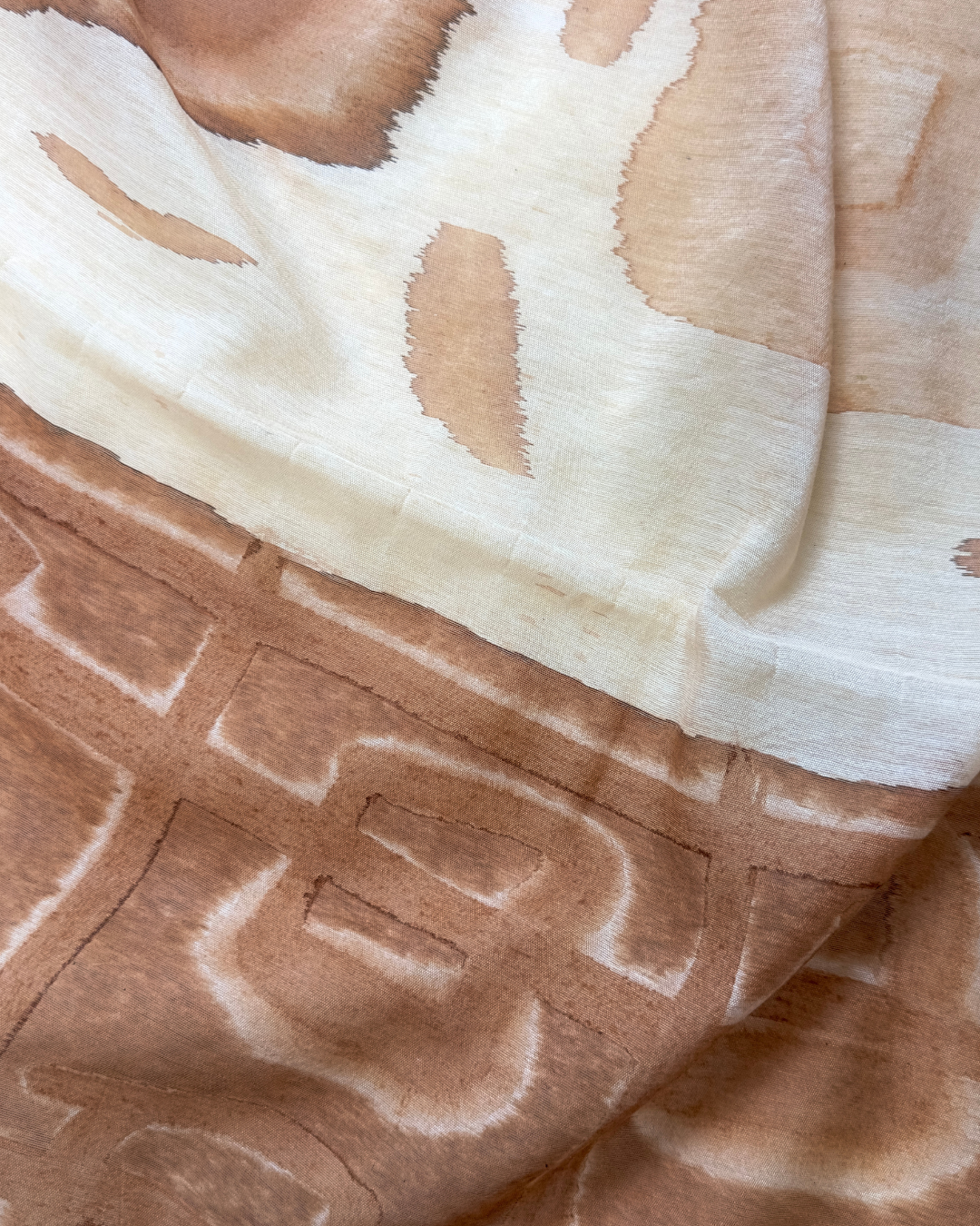 Mridvika – Light Brown Chanderi Marble Print Unstitched Suit Set