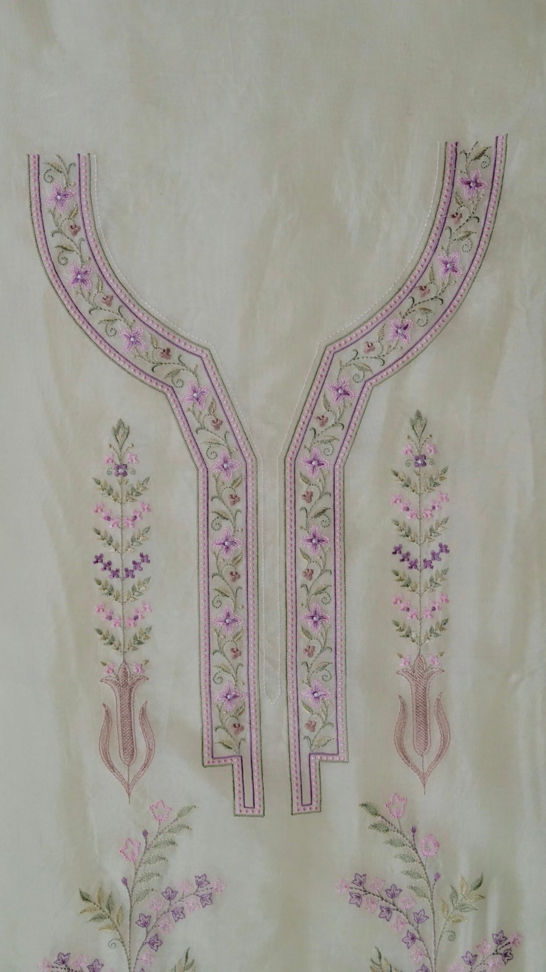 Ivory Meadow Weave – Cream Organza Unstitched Multicolour Resham & Zari Embroidered Suit Set