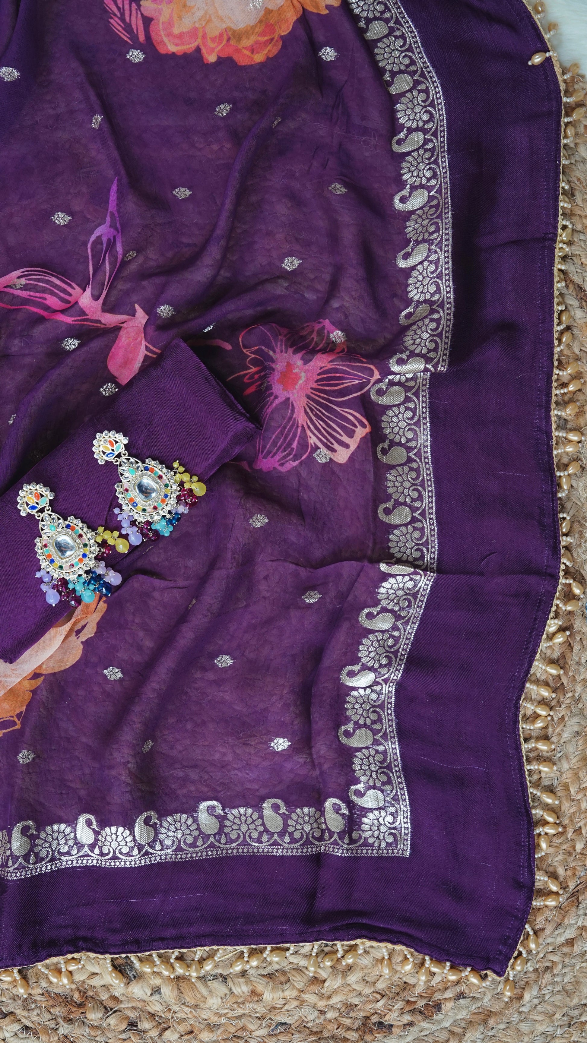 Ambeer Saaz – Purple Crepe Embroidered Party & Semi-Formal Suit Set