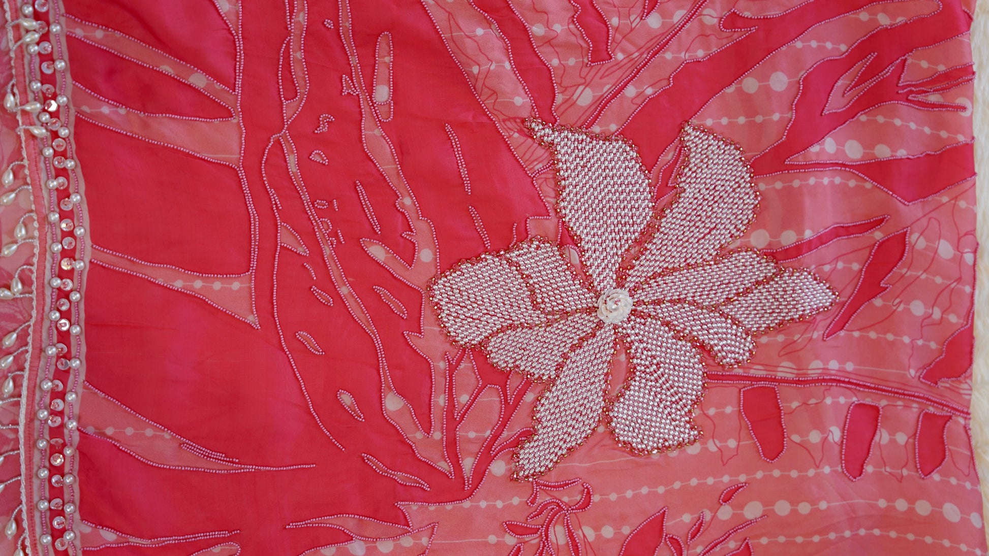 Noorika – Peach Crepe Unstitched Hand Embroidered Pearl Suit Set