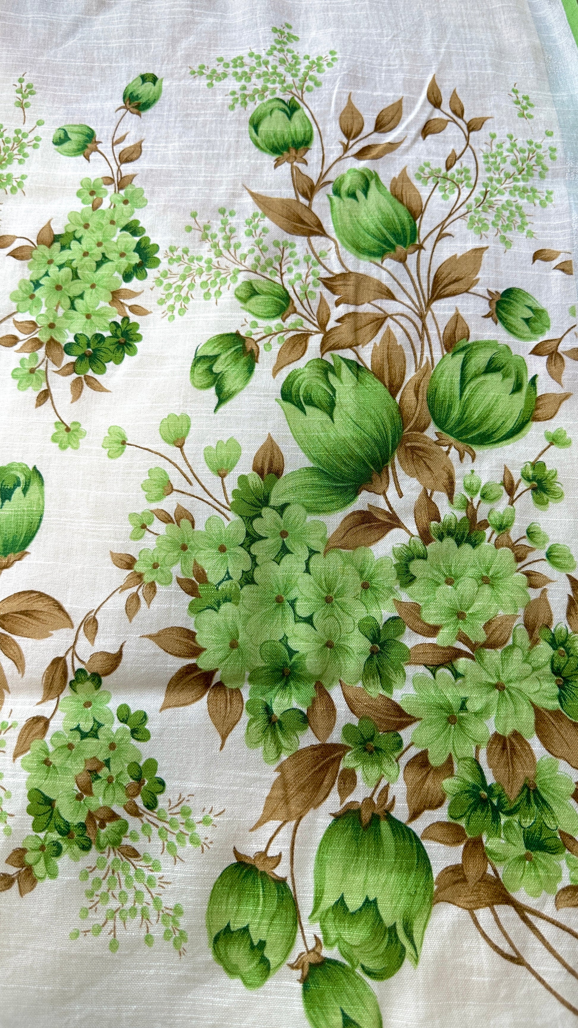 Gulbahaar – White Linen Unstitched Floral Suit Set in Green & Brown