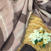 Kavira – Coffee Brown Chanderi Marble Print Unstitched Suit Set