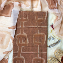 Mridvika – Light Brown Chanderi Marble Print Unstitched Suit Set