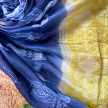 Neelvira – Lime Green Chanderi Unstitched Suit with Indigo Needle Dying