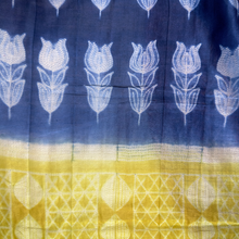 Neelvira – Lime Green Chanderi Unstitched Suit with Indigo Needle Dying