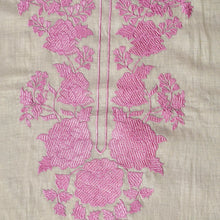 Beige Rosé WIshper- Light Beige Mulmul Chanderi Unstitched Resham Embroidered Suit Set
