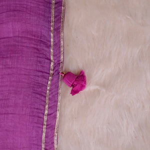 Lavanyaa – Lavender Mulmul Chanderi Unstitched Appliqué & Gotta Embroidered Suit Set