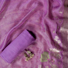 Lavanyaa – Lavender Mulmul Chanderi Unstitched Appliqué & Gotta Embroidered Suit Set