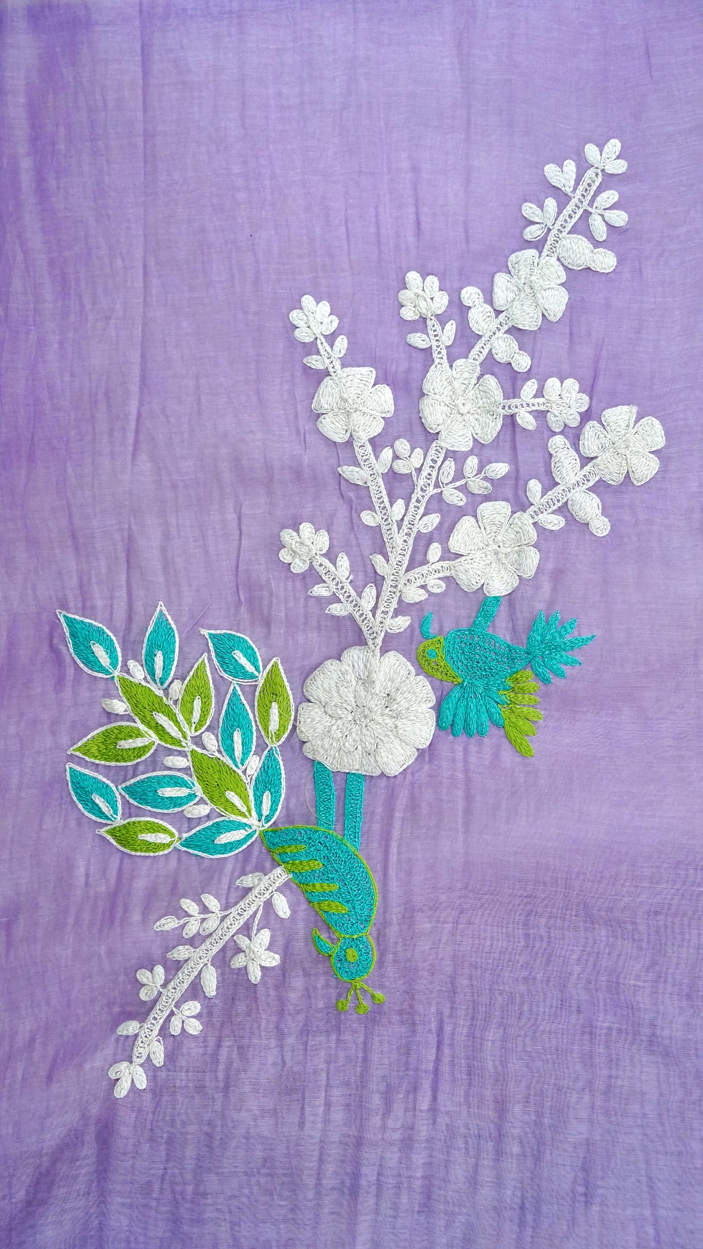 Tarunika – Lavender Mulmul Chanderi Unstitched Dori & Resham Embroidered Suit Set