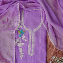 Tarunika – Lavender Mulmul Chanderi Unstitched Dori & Resham Embroidered Suit Set