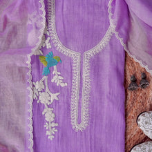 Tarunika – Lavender Mulmul Chanderi Unstitched Dori & Resham Embroidered Suit Set