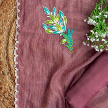 Mridvika – Mauve Taupe Mulmul Chanderi Unstitched Dori & Resham Embroidered Suit Set