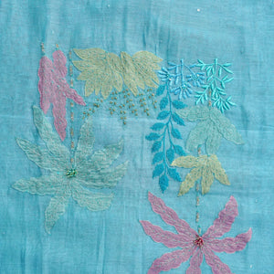 Aabheri – Ferozi Mulmul Chanderi Unstitched Appliqué & Sequin Embroidered Suit Set