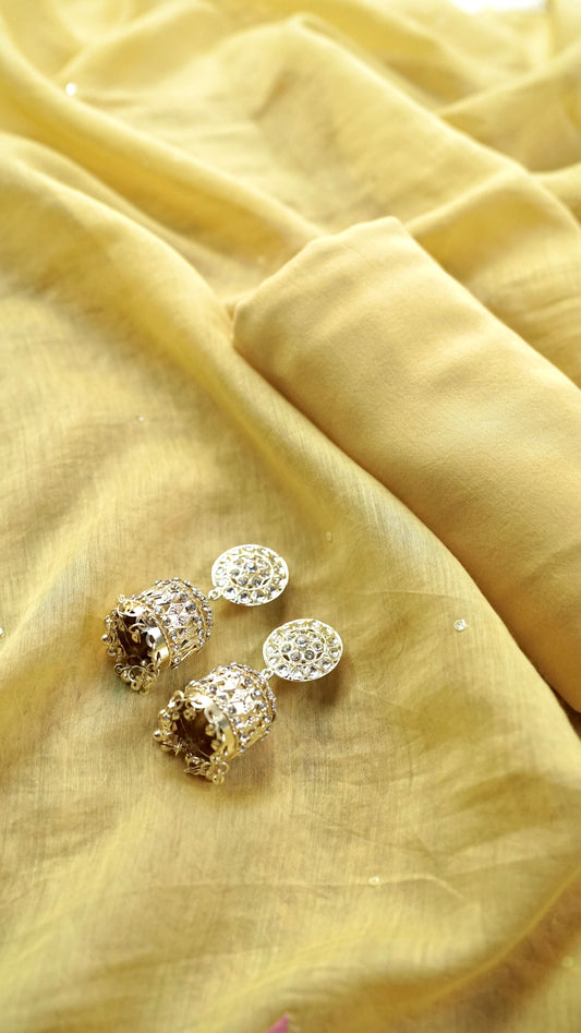 Gulnaaz – Yellow Mulmul Chanderi Unstitched Appliqué & Sequin Embroidered Suit Set