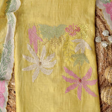 Gulnaaz – Yellow Mulmul Chanderi Unstitched Appliqué & Sequin Embroidered Suit Set