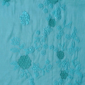 Meheriya – Ferozi Mulmul Chanderi Unstitched French Knot & Appliqué Embroidered Suit Set