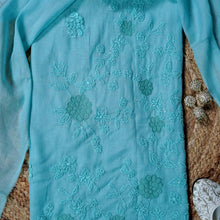 Meheriya – Ferozi Mulmul Chanderi Unstitched French Knot & Appliqué Embroidered Suit Set