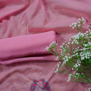 Ruhani – Pink Cotton Chanderi Unstitched Dori & Resham Embroidered Suit Set