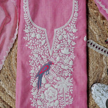 Ruhani – Pink Cotton Chanderi Unstitched Dori & Resham Embroidered Suit Set