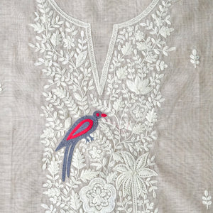 Prakriti – Beige Cotton Chanderi Unstitched Dori & Resham Embroidered Suit Set