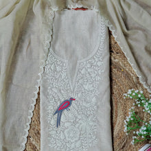 Prakriti – Beige Cotton Chanderi Unstitched Dori & Resham Embroidered Suit Set