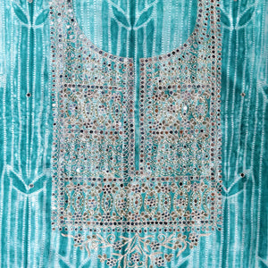 Varnika – Mint Green Banarasi Tissue Unstitched Zari & Mirror Embroidered Suit