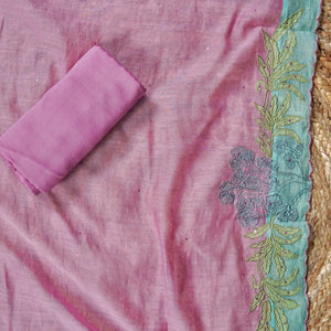 Blush Sequin Reverie – Pink Mulmul Chanderi Unstitched Zari & Pearl Embroidered Suit Set