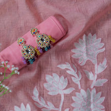Peach Appliqué Haze – Peach Mulmul Cotton Unstitched Embroidered Suit Set