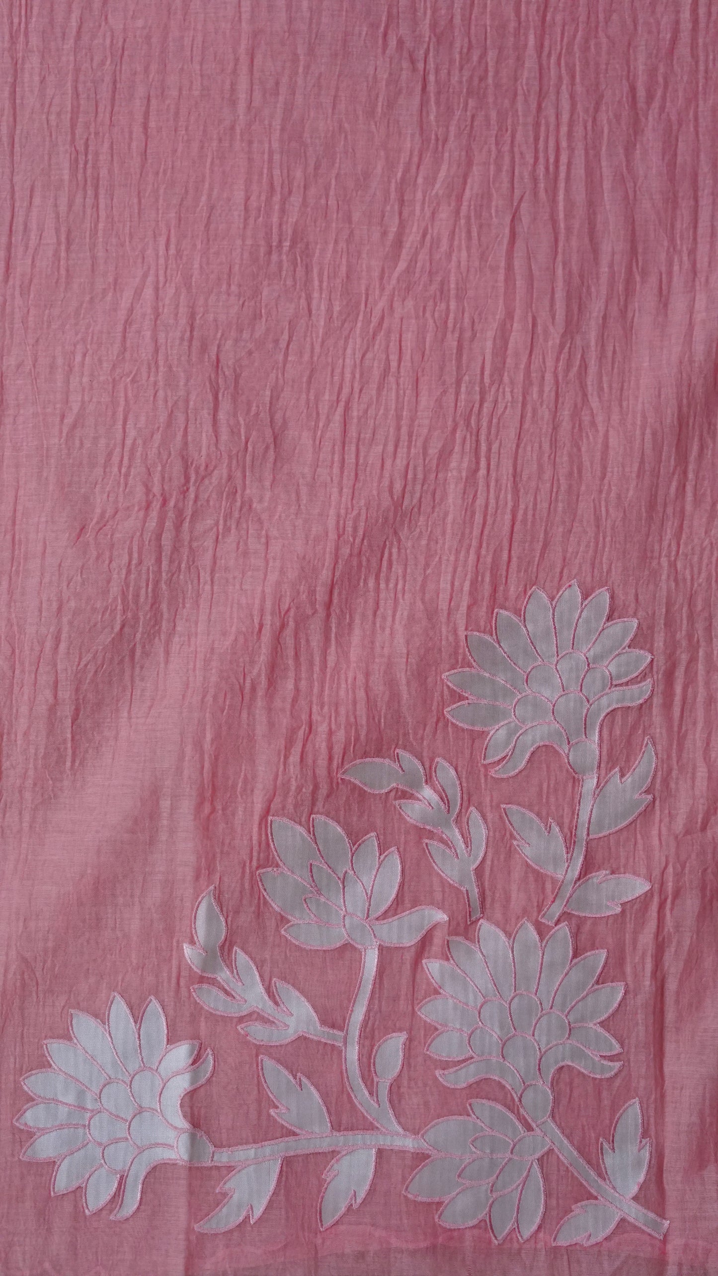 Peach Appliqué Haze – Peach Mulmul Cotton Unstitched Embroidered Suit Set