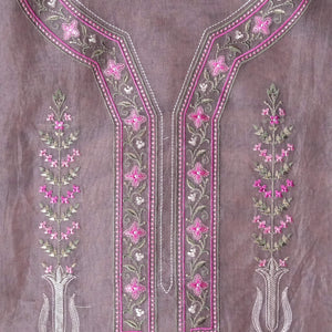 Lavender Loom Whisper – Lavender Organza Unstitched Multicolour Resham & Zari Embroidered Suit Set