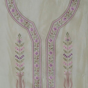 Ivory Meadow Weave – Cream Organza Unstitched Multicolour Resham & Zari Embroidered Suit Set