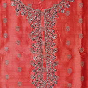 Amber Zari Drape – Orange Banarasi Chanderi Unstitched Zari & Gotta Patti Suit Set