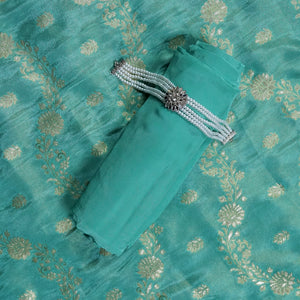 Mint Zari Mirage – Mint Green Banarasi Tissue Unstitched Mirror & Zari Embroidered Suit Set