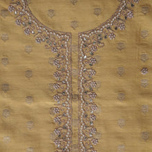 Kumudini – Yellow Banarasi Chanderi Unstitched Zari & Gotta Patti Embroidered Suit Set