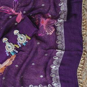 Ambeer Saaz – Purple Crepe Embroidered Party & Semi-Formal Suit Set
