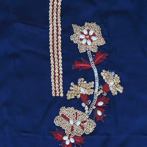 Nishka – Royal Blue Crepe Unstitched Wood Sequin & Pearl Embroidered Suit Set
