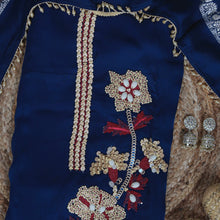 Nishka – Royal Blue Crepe Unstitched Wood Sequin & Pearl Embroidered Suit Set