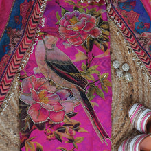Anvika – Pink Organza Unstitched Kundan & Pearl Embellished Printed Suit Set