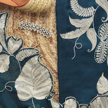 Taarini – Teal Green Crepe Unstitched Pearl, Sequin & Zari Embroidered Suit Set