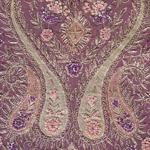 Anvitha – Purple Tissue Fabric Unstitched Resham & Pearl Embroidered Suit Set