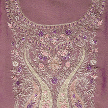 Anvitha – Purple Tissue Fabric Unstitched Resham & Pearl Embroidered Suit Set