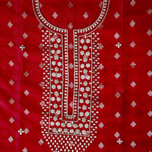 Rangrez – Red Banarasi Chanderi Unstitched Zari Weave Suit Set