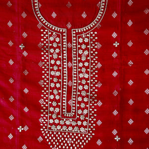 Rangrez – Red Banarasi Chanderi Unstitched Zari Weave Suit Set