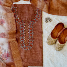 Chameli – Cream Kota Tissue Unstitched Zari Weave Suit Set