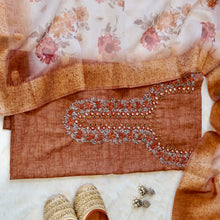 Chameli – Cream Kota Tissue Unstitched Zari Weave Suit Set