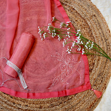 Noorika – Peach Crepe Unstitched Hand Embroidered Pearl Suit Set