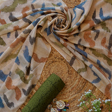 Shabnami – Green Chanderi Unstitched Marble Print Suit Set