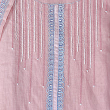 Peach Pearl Whim – Peach Mulmul Chanderi Unstitched Thread & Appliqué Embroidered Suit Set