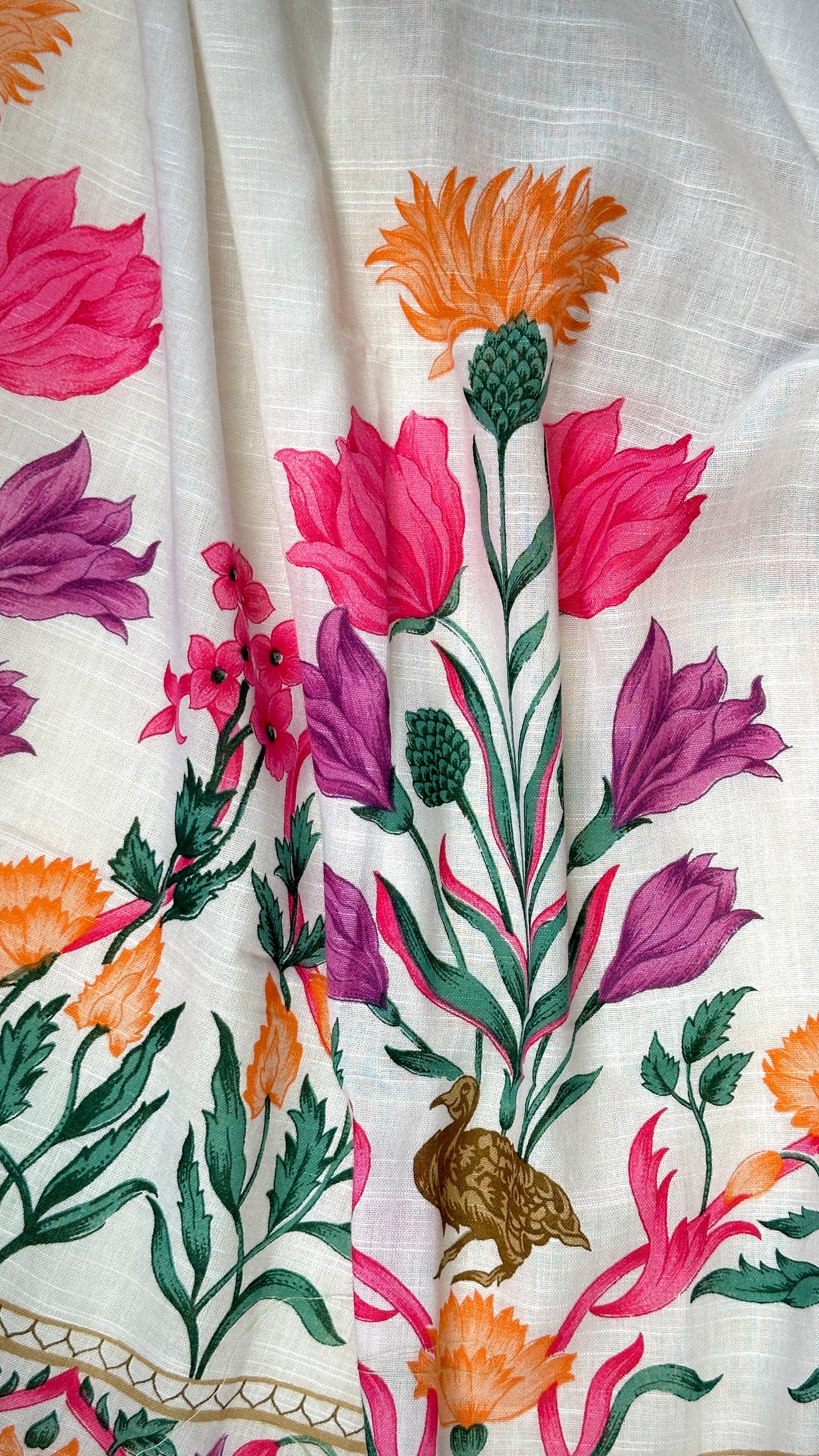 Phoolvika – White Linen Unstitched Floral Suit Set with Multicolor Print